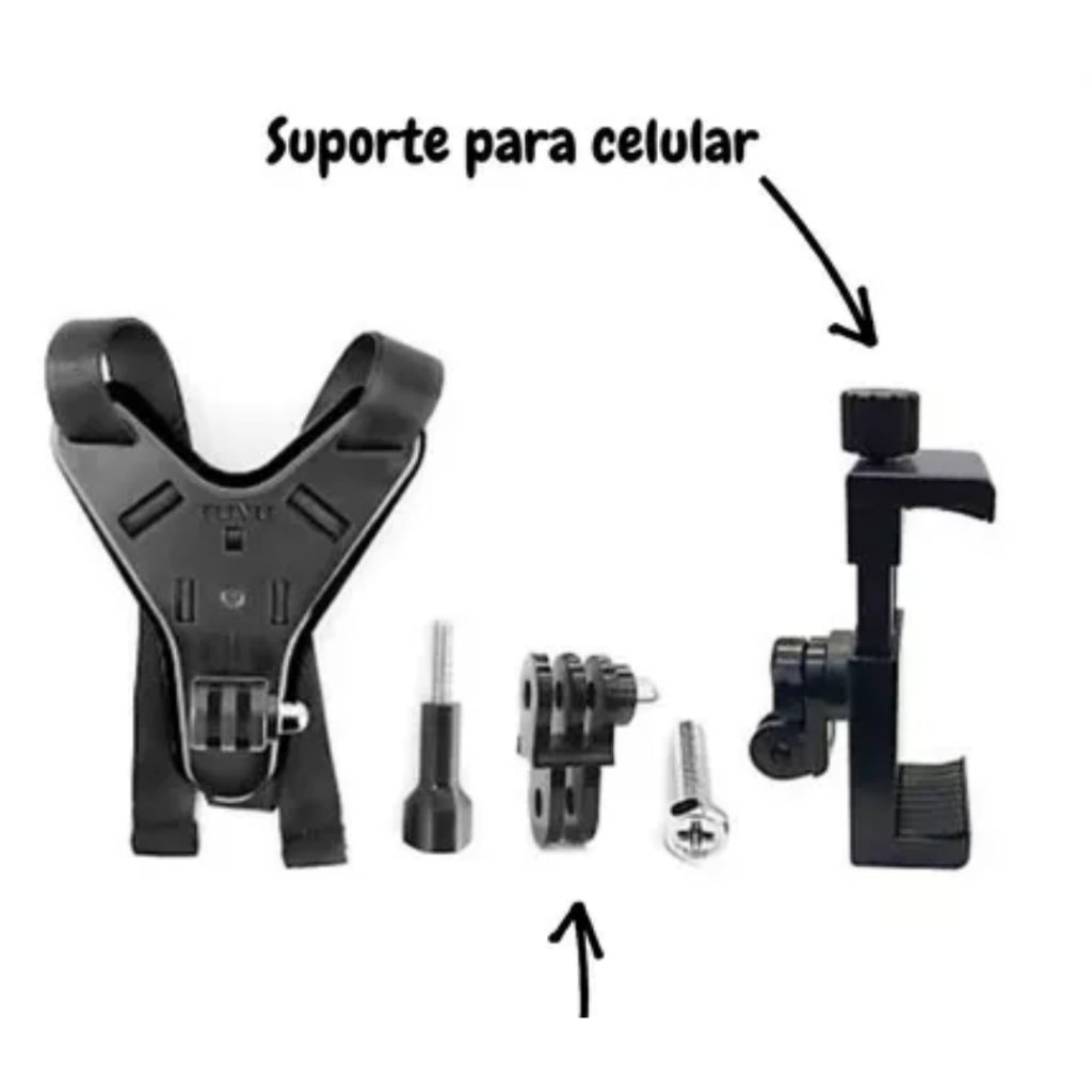 Suporte Capacete Moto Câmera Celular Galaxy Gopro Queixo G76