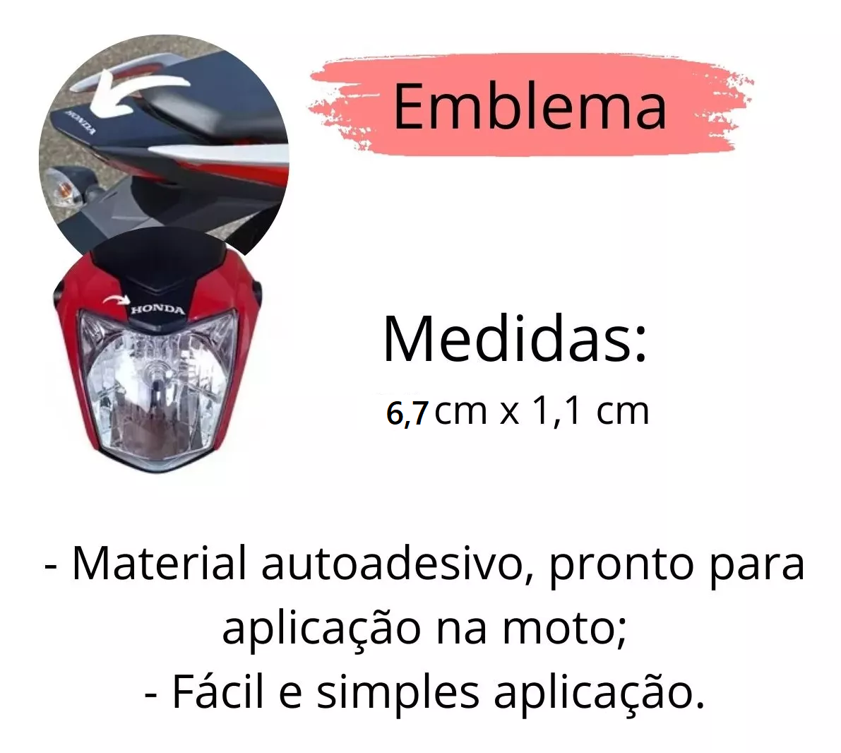 Adesivo Mascara Frontal Farol Rabeta Traseira Moto Honda 6,7cm