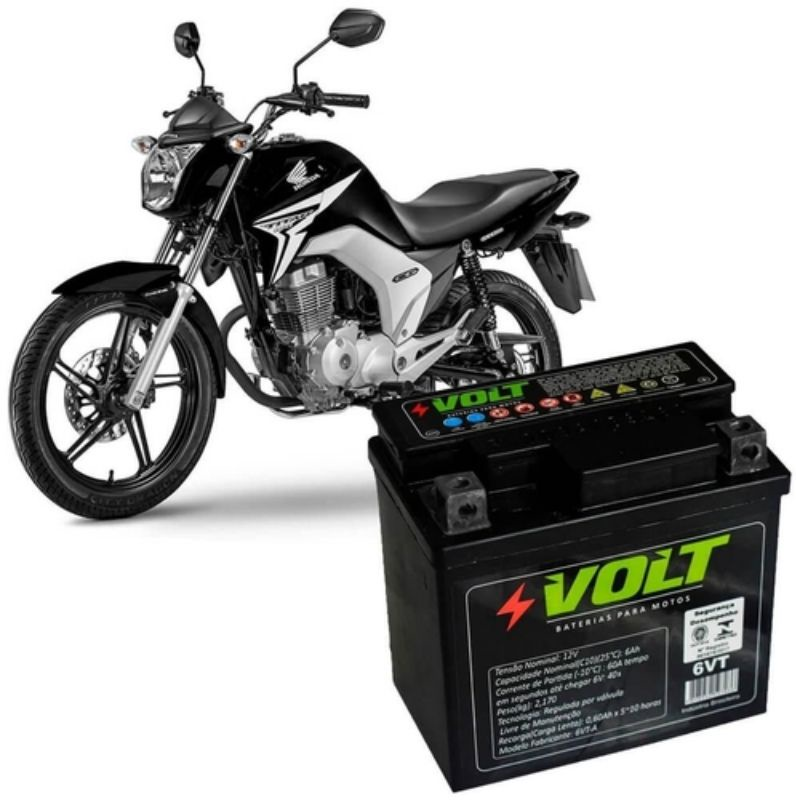 Bateria 6VT Volt Titan 160 150 Cb250f Xre 300 Pcx N-max Fazer Factor 150 Crypton 115