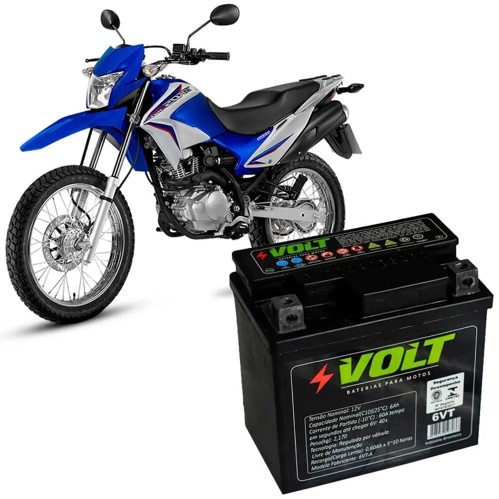 Bateria 6VT Volt Titan 160 150 Cb250f Xre 300 Pcx N-max Fazer Factor 150 Crypton 115