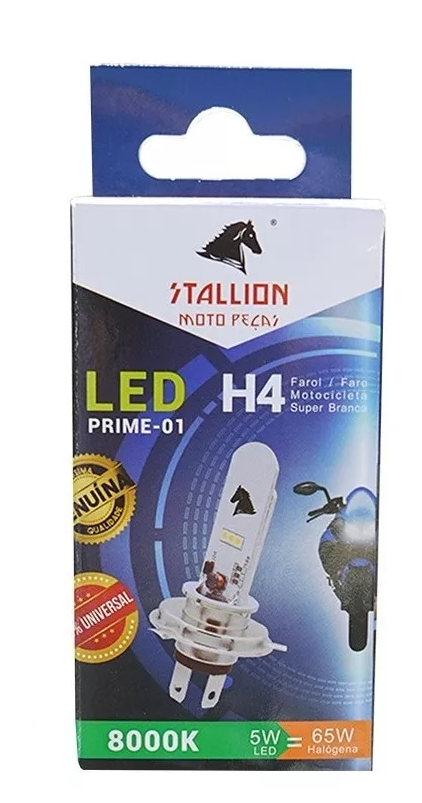 Lâmpada Led H4 8000K Prime Azul Stallion Titan Xre Cbx250 Cb300 Fazer Factor