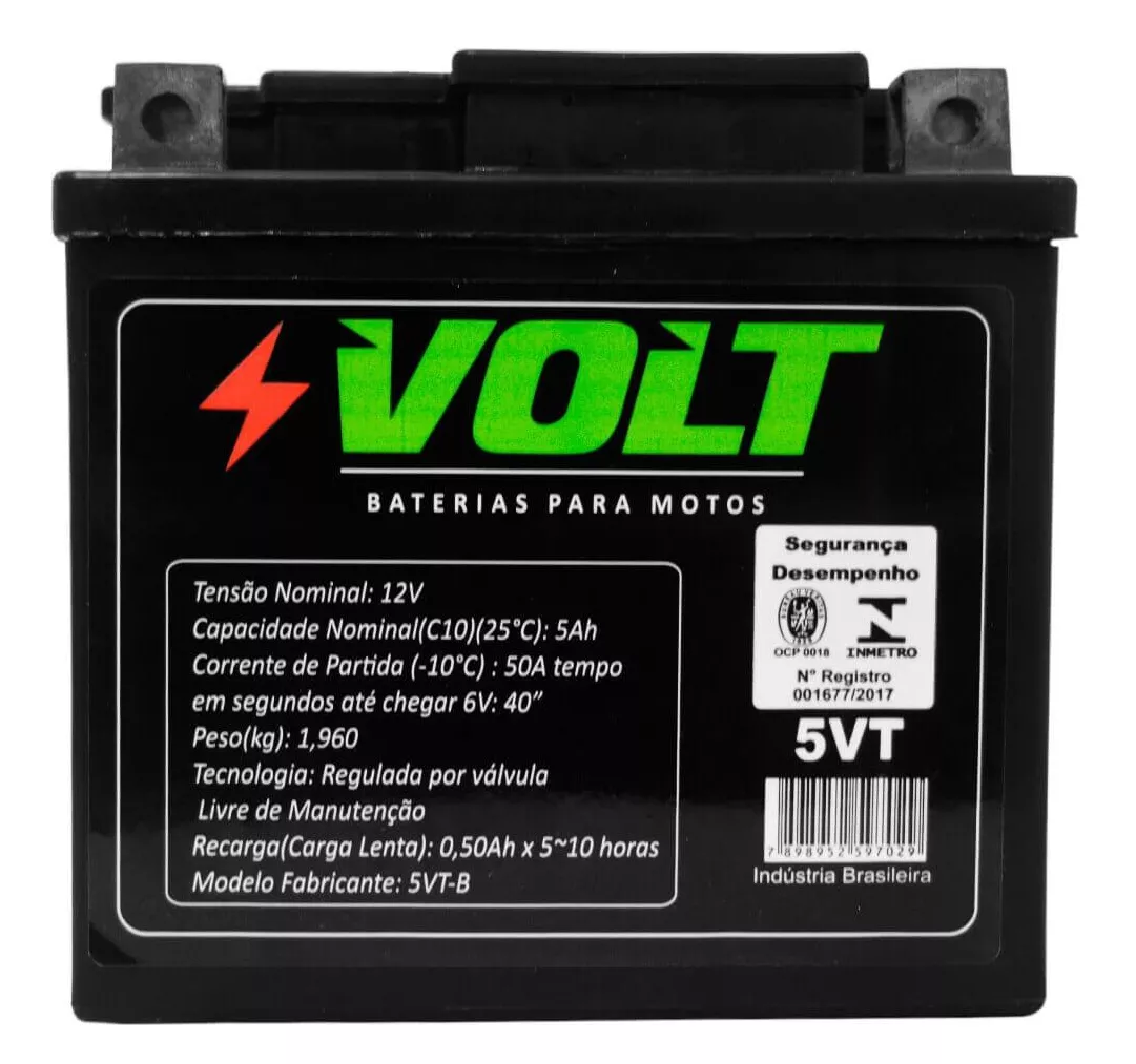 Bateria 5VT Volt Titan 150 Fan 125 09/ Biz 125 110 Nxr Bros 150 Xlr 125