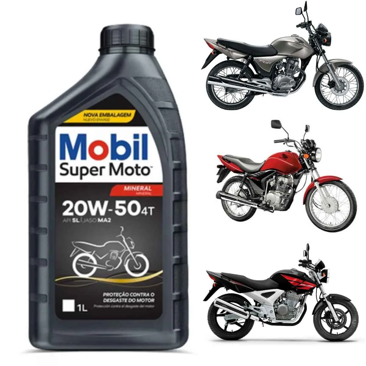 Óleo Mobil 20w50 Mineral Titan 150 Ybr Factor Cbx Cb300 Xre