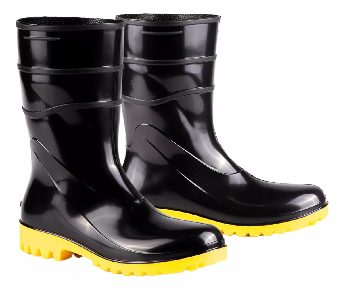 Bota Pvc Galocha Chuva Impermeavel Motoboy Solado Amarelo Bracol