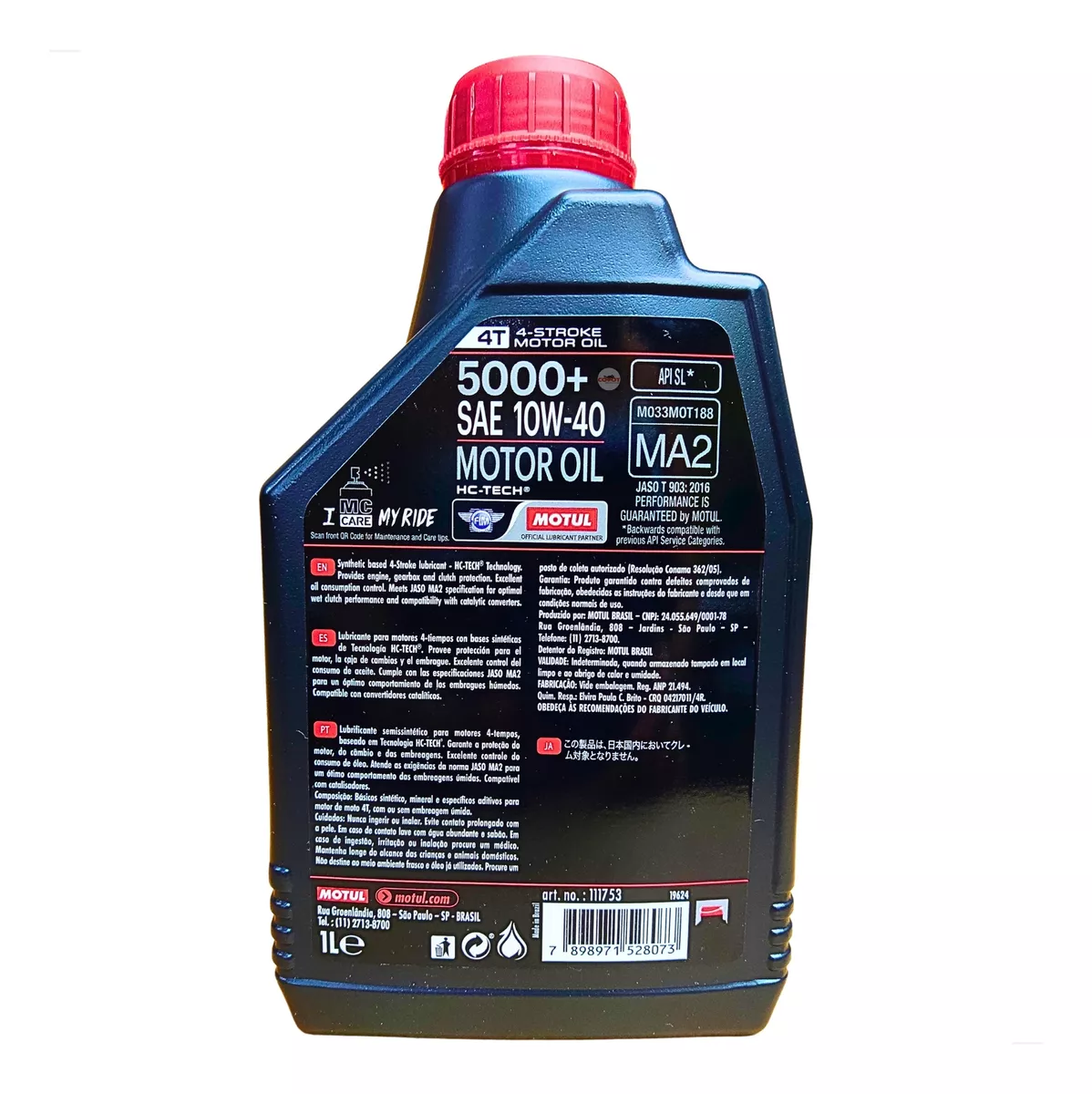 Óleo Motul 5000+ 4T 10W40 Semi Sintetico 1 Litro MT579