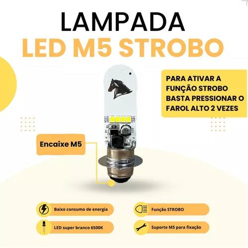 Lâmpada Led M5 STROBO Blitz Stallion Biz 100/125 Pop 100 Bros 125 150 09/12 Shineray