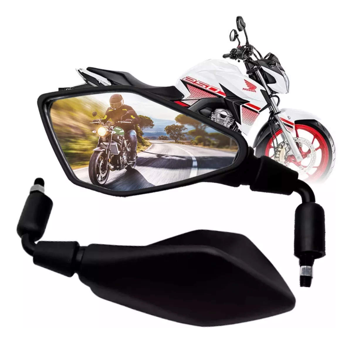 Par Retrovisor Kawasaki Z400 Haste Média Curta Rosca Honda RET-015 G76