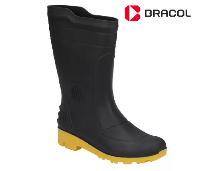 Bota Pvc Galocha Chuva Impermeavel Motoboy Solado Amarelo Bracol