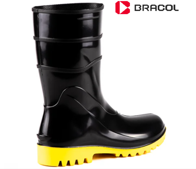 Bota Pvc Galocha Chuva Impermeavel Motoboy Solado Amarelo Bracol